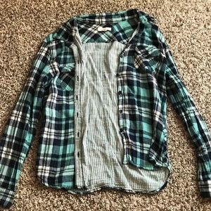 Cotton blend plaid button up